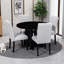 Ensemble de salle à manger 5 pièces - plateau d'aspect marbre, pieds en bois d'hévéa massif, 4 chaises rembourrées en lin, assemblage en 30 minutes, charme bicolore beige et noir-1946034688-1946034689