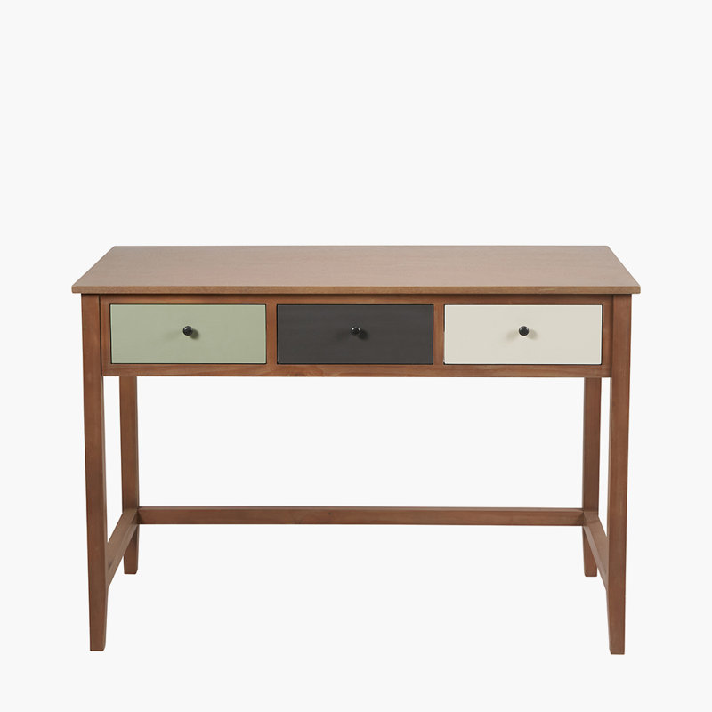 Zuria Solid Wood Writing Desk, Sage Green/Brown