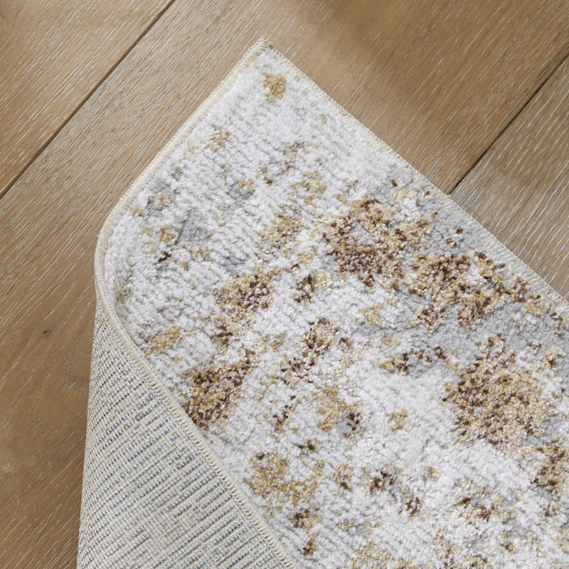 Edgeworth Abstract Machine Woven Cream Beige Brown Area Rug, Rectangle 200cm x 300cm