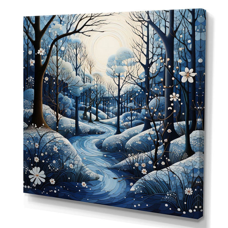 Snow Flowers Tree Embrace Pointillism II - Pointillism Canvas Print, H 36 po x l 36 po x P 1,5 po, Toile tendue