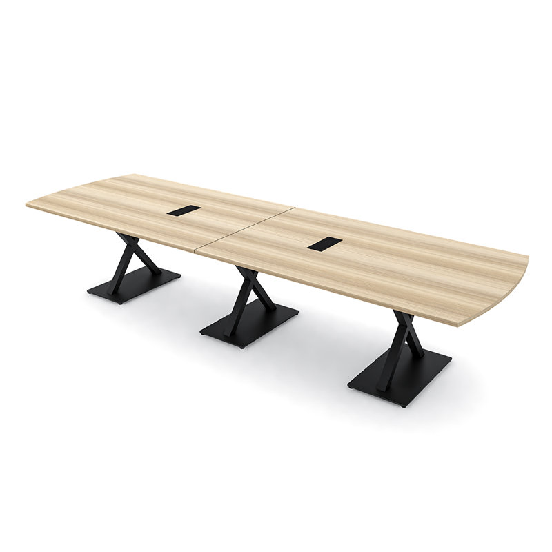 Table de conférence Pavert Arc Unité électrique, Blond blond cendré, Argent, H 30 po x l 120 po x P 48 po