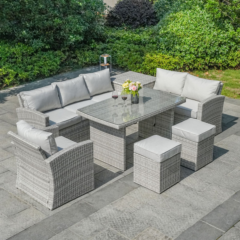 8 - Person Seating Group with Cushions, White