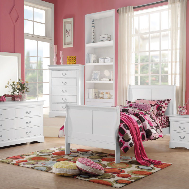 Lit blanc pour lit double, fait de bois massif et d'une nuit paisible en blanc, beauté durable, Lit double