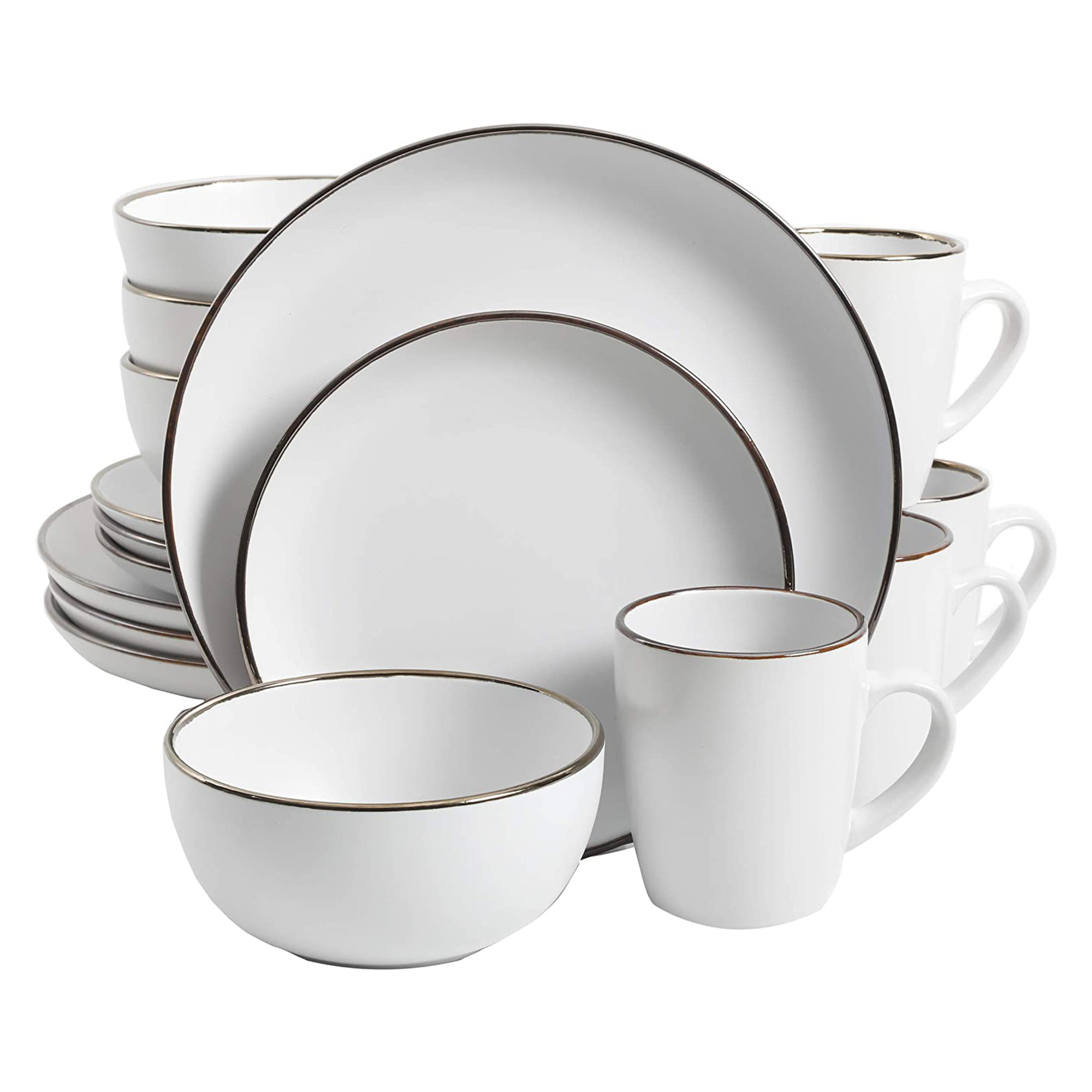 Gibson Home Rockaway Round Stoneware Dinnerware, White
