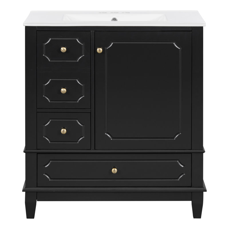 Vaimi 30" Bathroom Vanity With Sink, Black