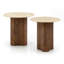 Table de bout ronde en pierre frittée avec base piédestal courbée et ondulée-1612264046
