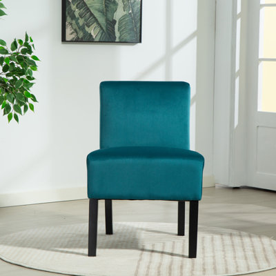 Valina Velvet Fabric Armless Accent Chair