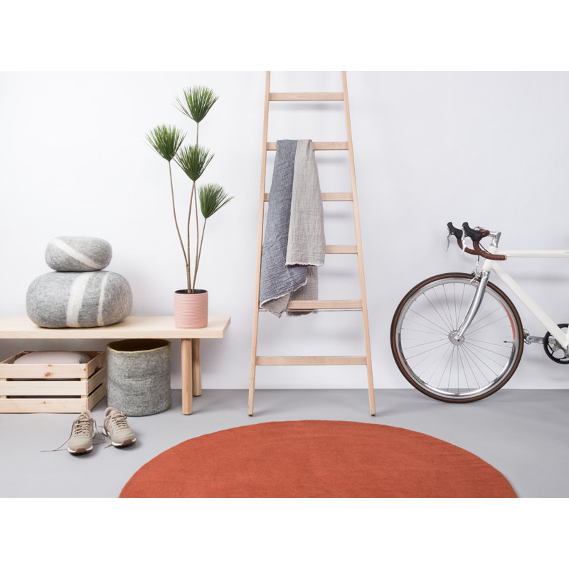 Round Solid Colour Wool Hand Woven Area Rug, Round 200cm