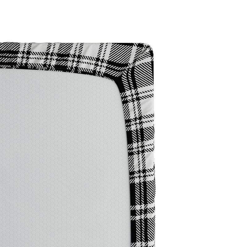 Microfiber Plaid Fitted Sheet, Queen Fitted Sheet, Black Plaid