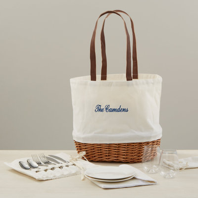 Embroidered Picnic Basket For Two