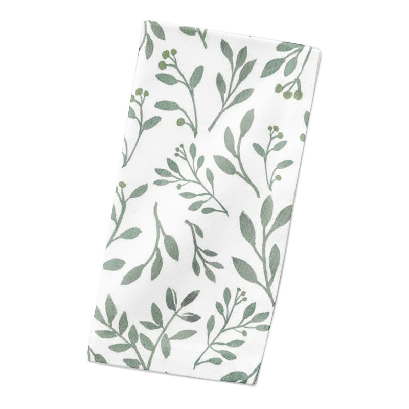Chilyn Cotton Floral Rectangle Napkin, Green/White