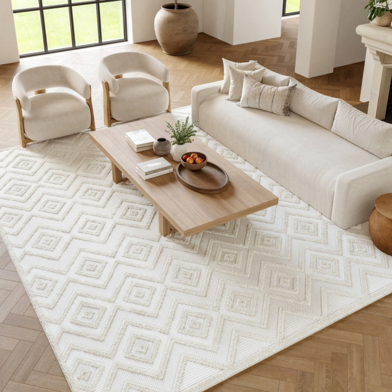 Tapis crème tissé à plat 7 pi x 10 pi