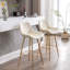 Lot de 2 tabourets de bar de 76 cm (30 pouces), tabouret de comptoir en velours crème, pieds dorés, repose-pieds, rembourrage en mousse, deux chaises longues en tissu, pieds et
