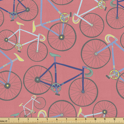 Chealsea Vintage Repetitive of Colorful Retro Racing Bicycles Multi-Purpose Fabric
