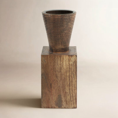 Modern Tabletop Wood Pillar Candlestick