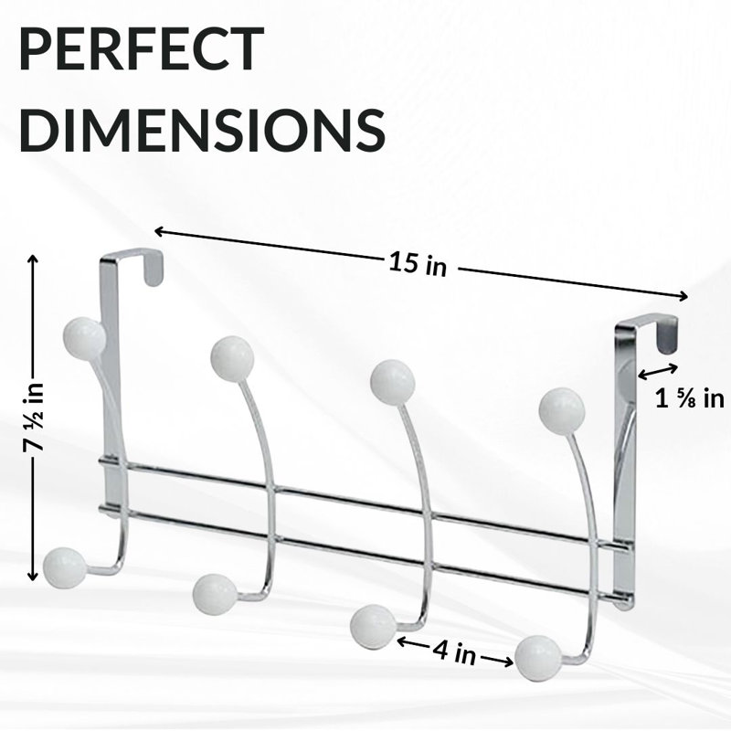 8-Hook Over-The-Door Hook Rack, Chrome/White
