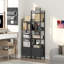Bibliothèque à 5 niveaux avec tiroir, bibliothèque compacte pour petits espaces, salon, chambre à coucher, bureau ou cuisine, noir
