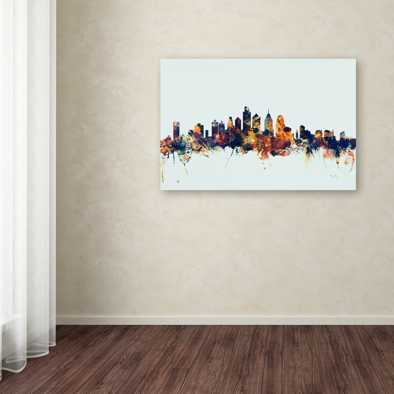 « philadelphia pa horizon blue », impression sur toile tendue, H 16 po x l 24 po x P 2 po