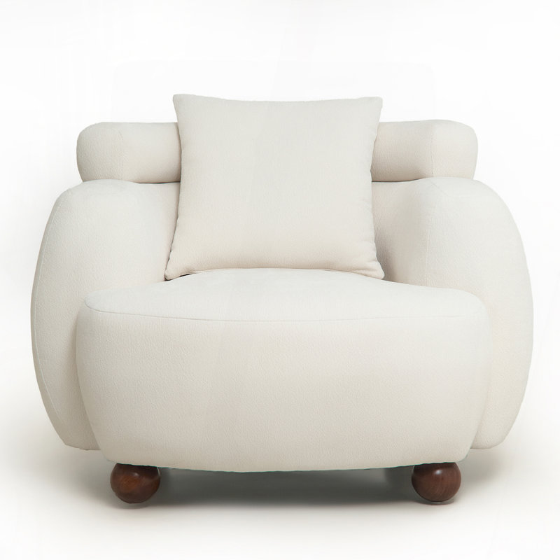 Fauteuil seau 38 pouces en tissu chenille, Chêne blanc Américain