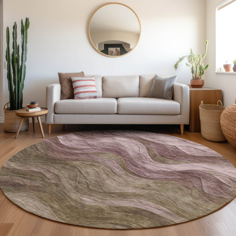 Elion Brown Washable Indoor-Outdoor Rug - LOOMLAN, 8' x 8'