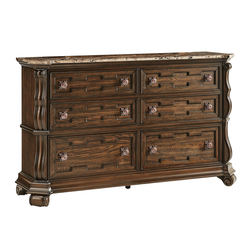 Commode 6 tiroirs cerise foncée Muller