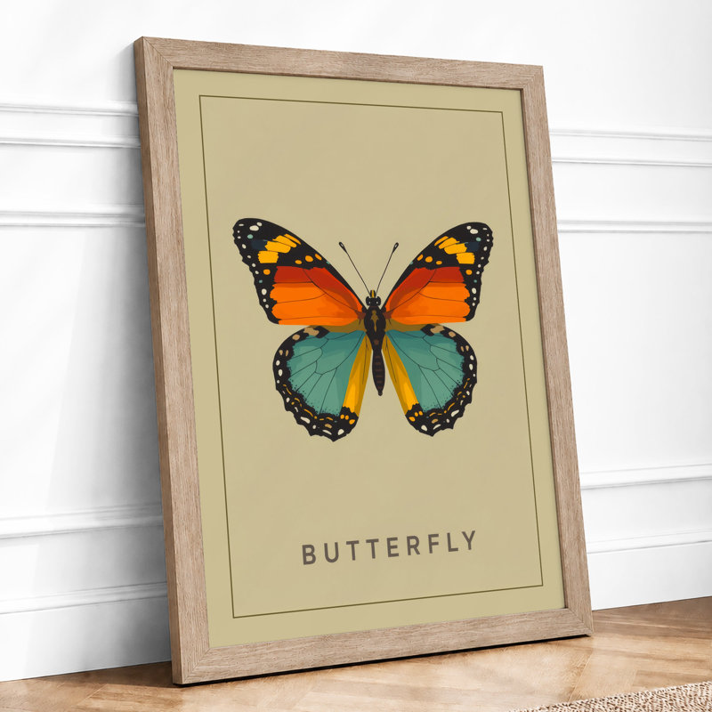 Botanical Butterfly Study Modern - Framed Print, A1 - 84.1 x 59.4 cm, Oak