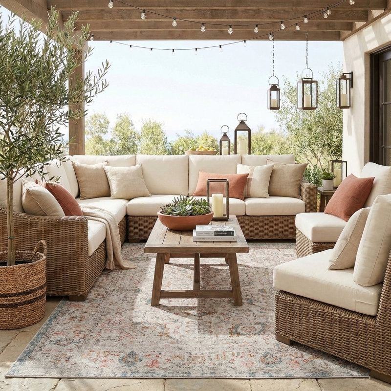 Gower Vintage Floral Indoor/Outdoor High-Low Performance Area Rug, Rectangle 7'9" x 9'9"