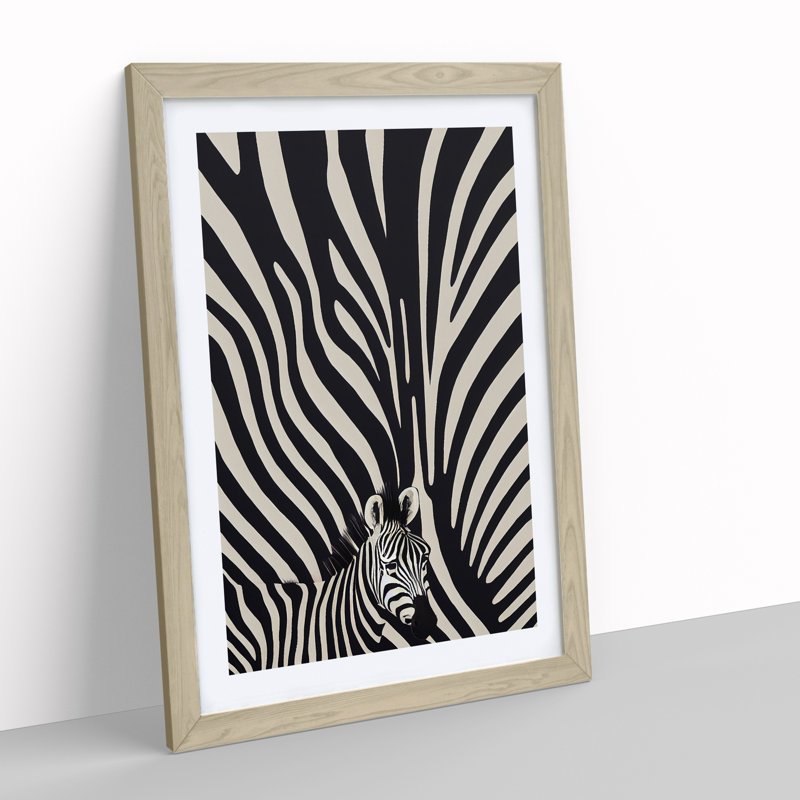 Zebra No.4 Abstract - Single Picture Frame Painting, 46cm H x 34cm W x 2cm D, Oak