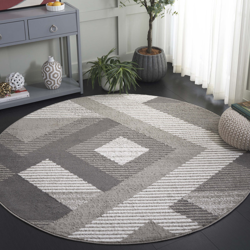 Henslie Performance Geometric Rug, Round 6'7"