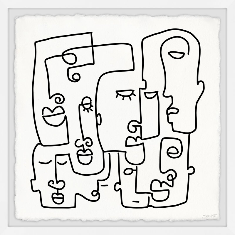 Distorted Faces - Single Picture Frame Painting, 81cm H x 81cm W x 3.81cm D