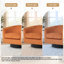 Fauteuil demi-tonneau pivotant en velours orange avec base en bois massif Everett Applewold-110869181