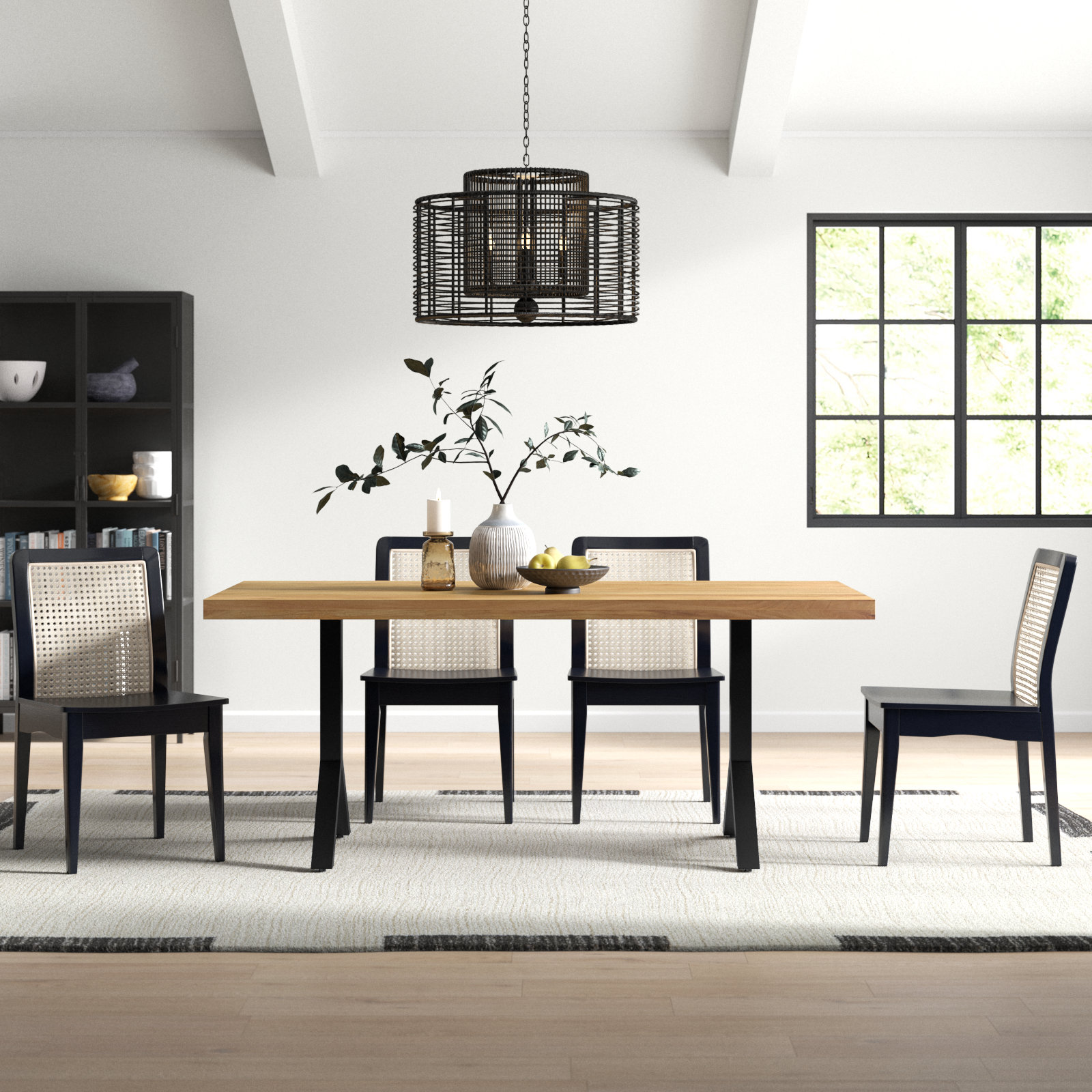 72'' Dining Table, Natural, Black