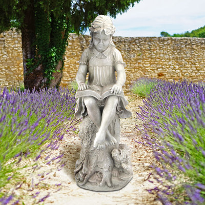Statue de jardin lecture enfants Sierra