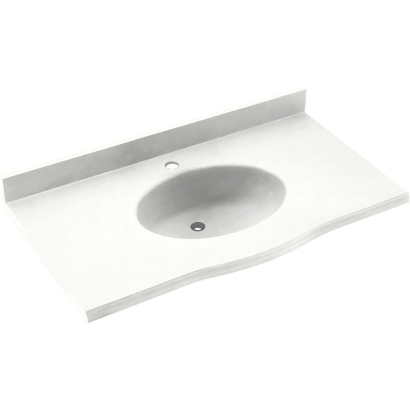 Plateau de meuble-lavabo simple 31 po Europa, Blanc Tahiti