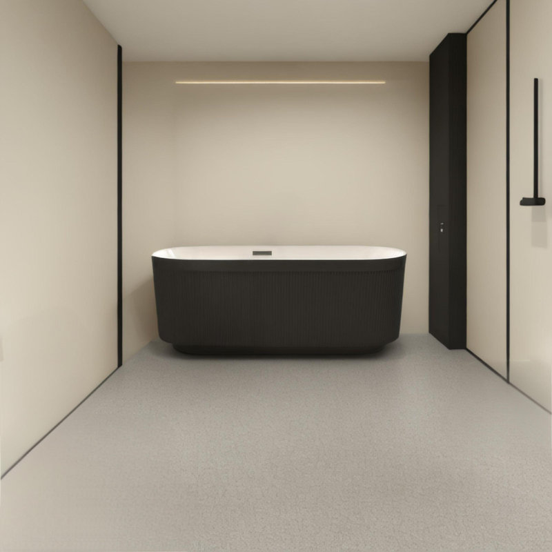 59" Acrylic Freestanding Bathtub With Unique Pleated Design, Black