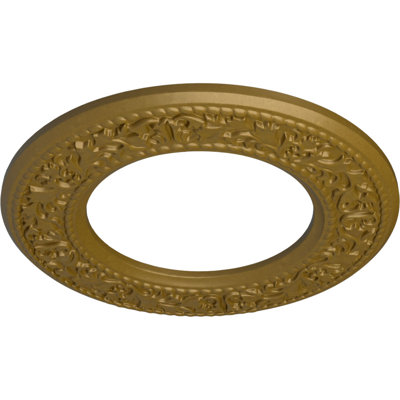 Endurathane Blackthorn Ceiling Medallion, 13 3/8"OD x 7 1/2"ID x 3/4"P (Fits Canopies up to 7 1/2"), Hand-Painted Gold Finish