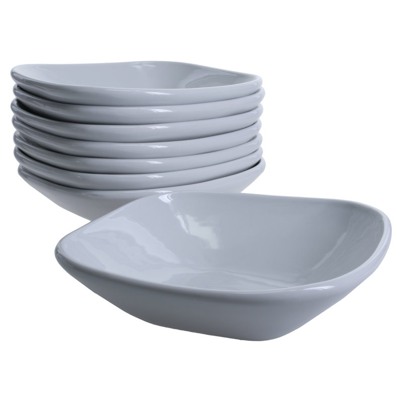 8-Piece, Impulse Square Dinner Bowls Set, 7.875", White