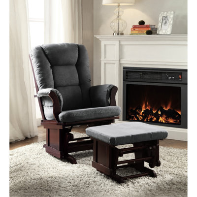 Fauteuil oscillant Serene avec coussin en microfibre gris et bois de cerisier attrayant