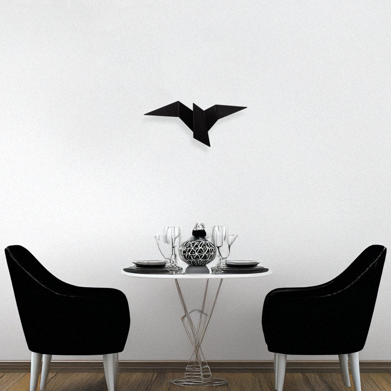 Applique murale oiseau en métal 3000K, H 5,5 po x l 22 po x P 9,4 po, Noir, noir, noir, noir