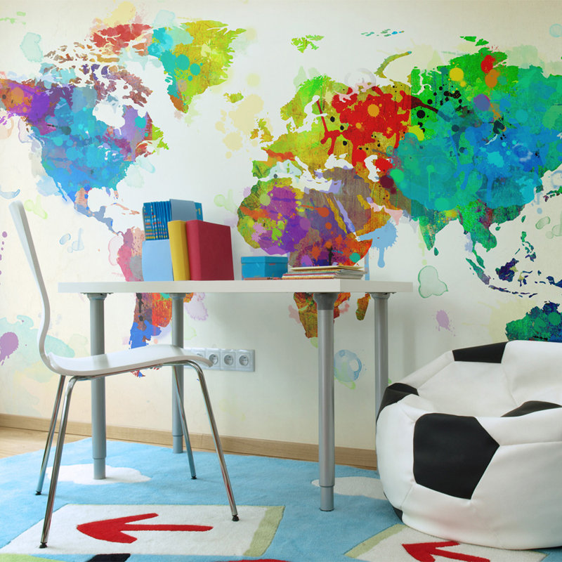 World Wallpaper Mural, 350 cm L x 270 cm W, Brown