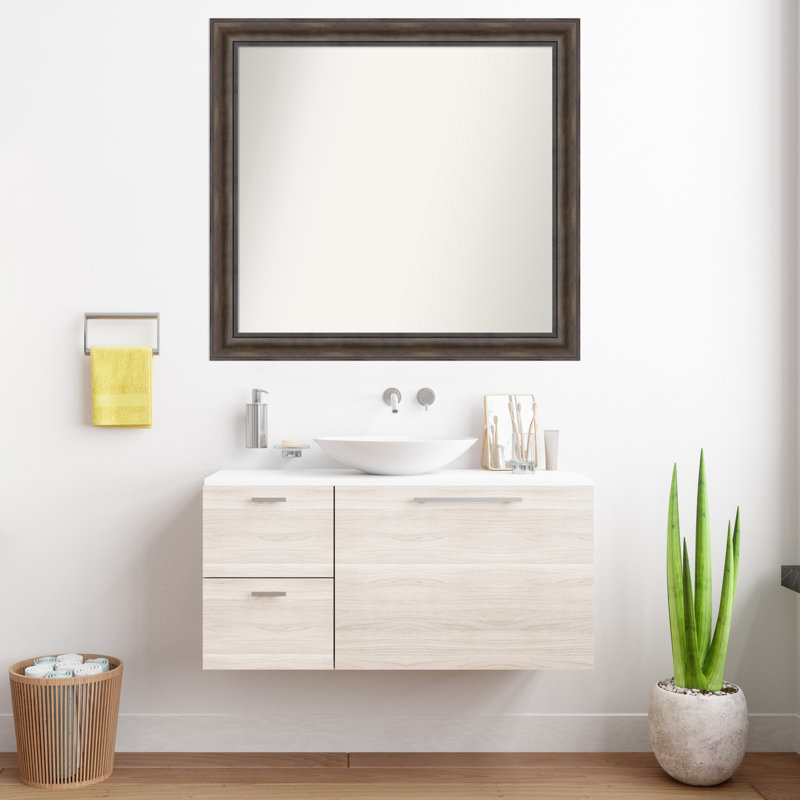Bostynn Solid Wood Wall Mirror, Rectangle, 36.5" H x 39.5" W