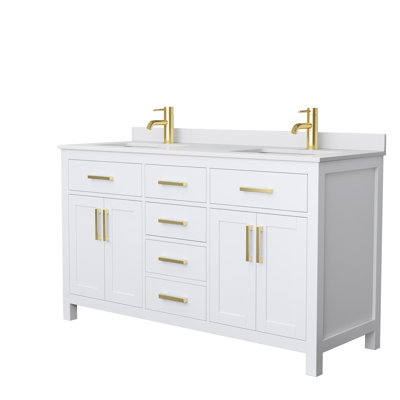 Beckett 60" Freestanding Double Bathroom Vanity with Cultured Marble Top