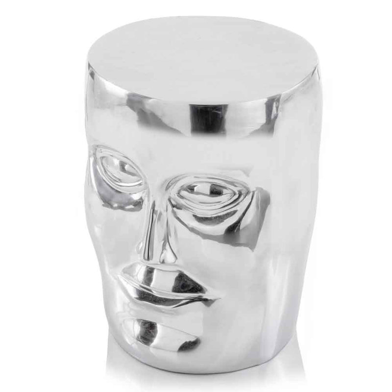  Contemporary 18" Silver Aluminum Faces Round End Table