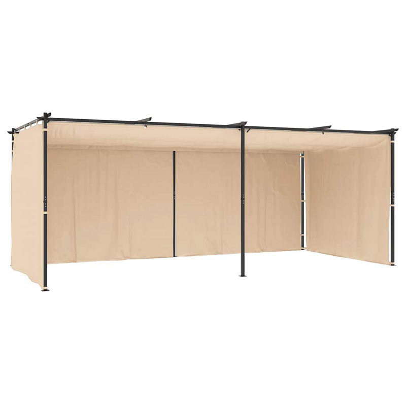 vidaXL Gazebo with Curtains 9.8'x19.7' Cream Steel, 90.6" H x 118.1" W x 236.2" D