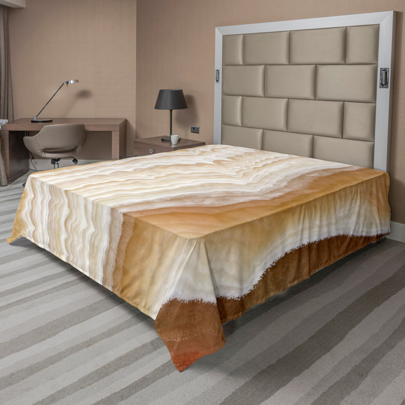 Ambesonne ivoire crème avec dessus plat et surface en marbre, Drap plat grand