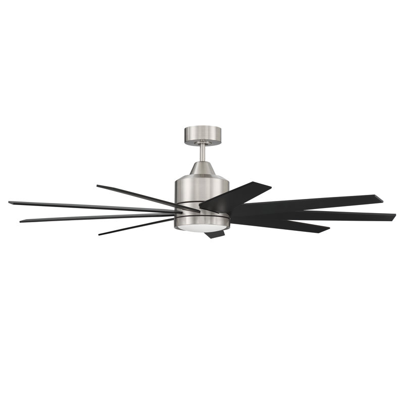 Champion Ceiling Fan with LED Lights, Brushed Polished Nickel/Flat Black