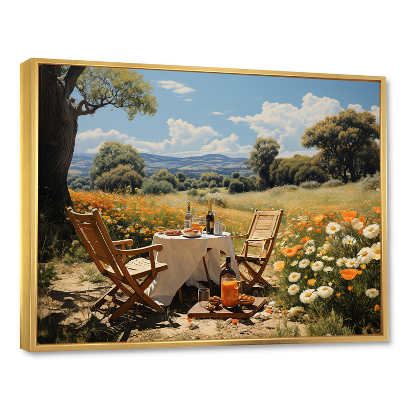 Joyeux rassemblement de pique-niques pour deux - pique-nique, art mural, impressions sur toile, H 12 po x l 20 po x P 1 po