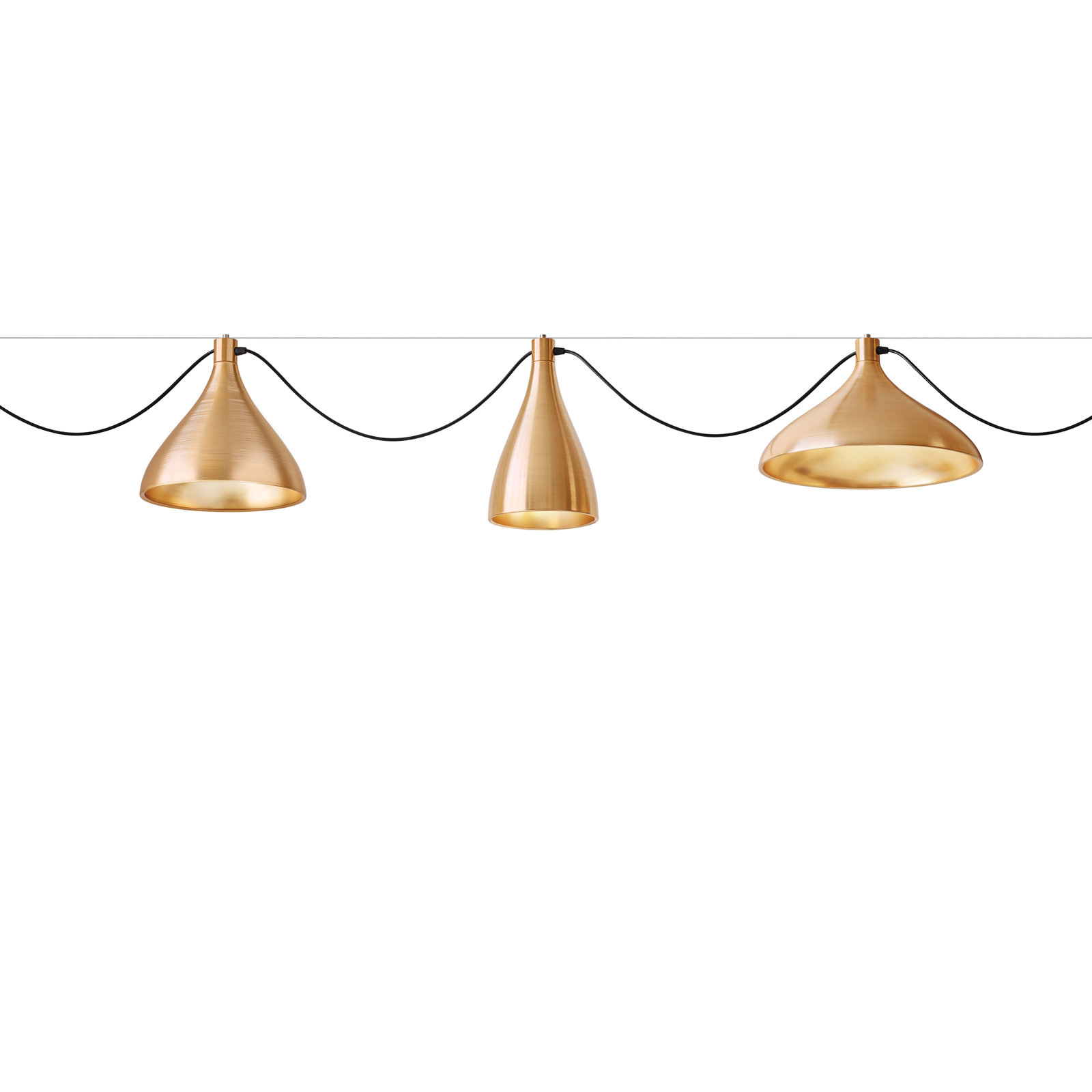 Swell Dimmable 3-Light Pendant, Brass, 134" H x 120" W x 16" D