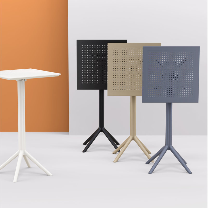Table de bar d'extérieur pliable en résine 23,6 po Farrah, Taupe