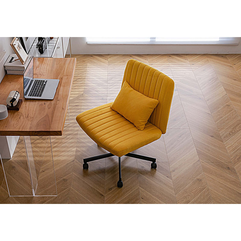Chaise de bureau moderne, fauteuil de bureau d'ordinateur en lin, Jaune, Lin lin